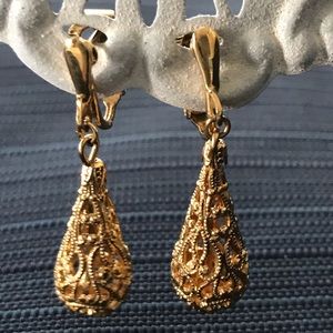 Crown Trifari Pierced Filagree Earrings